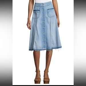 7 for all Mankind denim A line frayed skirt
